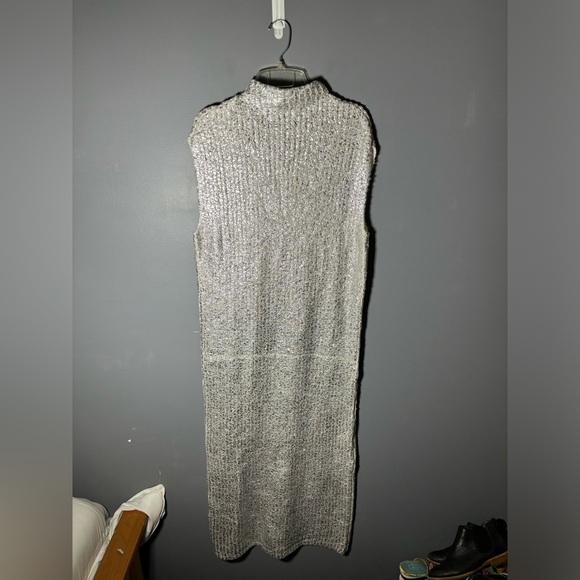 Zara Cracked Metallic Knit Maxi Dress Womens Size Medium - Picture 4 of 6